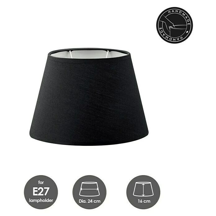BAUHAUS Home Sweet Home Lampenschirm Largo Ø X H: 24 X 16 Cm, Night Black, Stoff, Oval 5 BAUHAUS Home Sweet Home Lampenschirm Largo Ø X H: 24 X 16 Cm, Night Black, Stoff, Oval – Bild 3