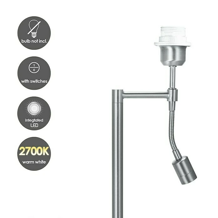 BAUHAUS Deko-Tischleuchte Read L X B X H: 20 X 20 X 47 Cm, Mattstahl, E27 6 BAUHAUS Deko-Tischleuchte Read L X B X H: 20 X 20 X 47 Cm, Mattstahl, E27 – Bild 4