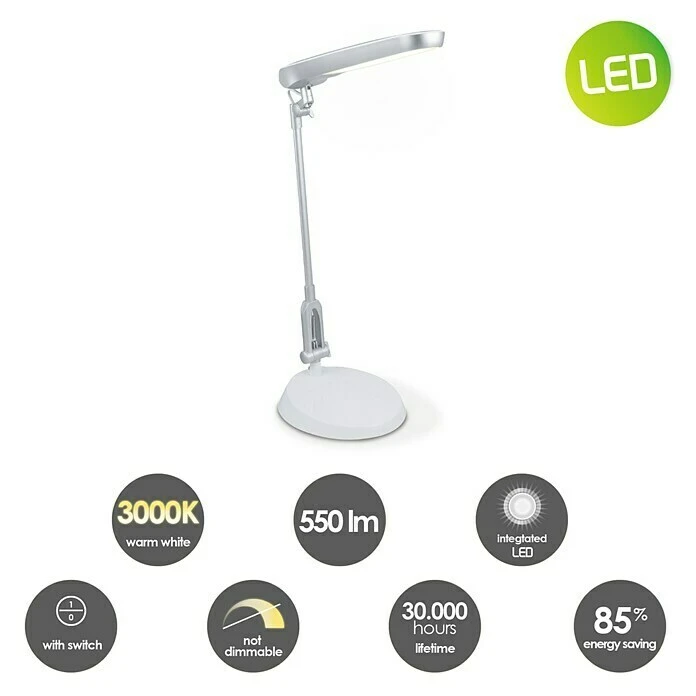 BAUHAUS LED-Tischleuchte Free 9 W, L X B X H: 22 X 22 X 48,5 Cm, Weiß, Warmweiß 6 BAUHAUS LED-Tischleuchte Free 9 W, L X B X H: 22 X 22 X 48,5 Cm, Weiß, Warmweiß – Bild 4