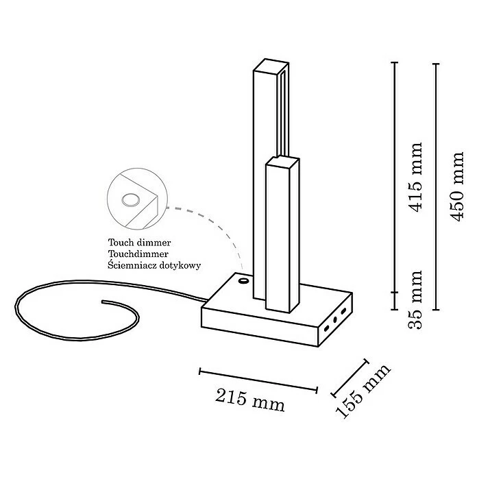 BAUHAUS Spotlight LED-Tischleuchte Manhattan 10 W, L X B X H: 15,5 X 21,5 X 45 Cm, Eiche, Warmweiß 5 BAUHAUS Spotlight LED-Tischleuchte Manhattan 10 W, L X B X H: 15,5 X 21,5 X 45 Cm, Eiche, Warmweiß – Bild 3