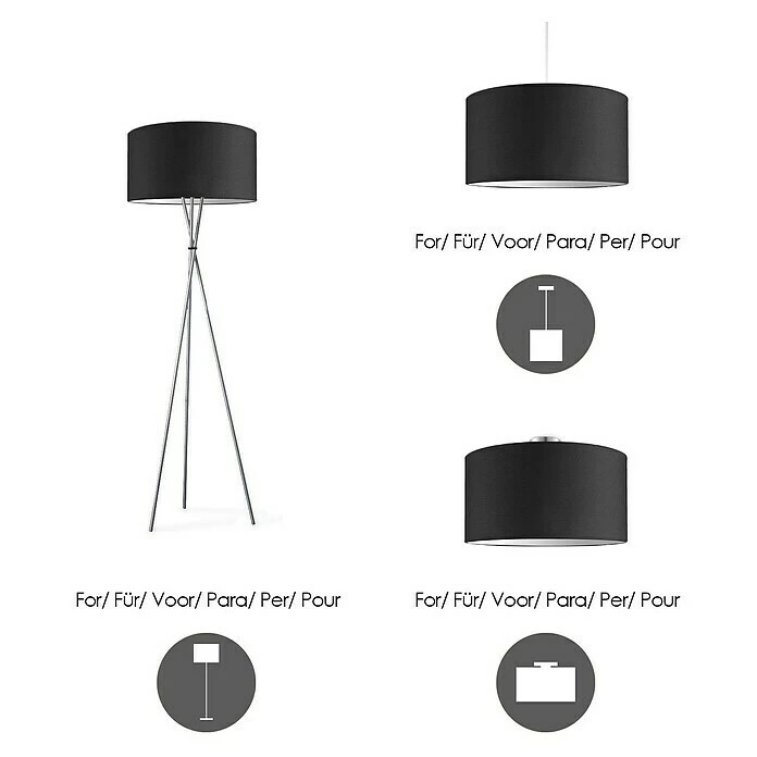 BAUHAUS Home Sweet Home Lampenschirm Bling Ø X H: 50 X 25 Cm, Night Black, Baumwolle, Rund 7 BAUHAUS Home Sweet Home Lampenschirm Bling Ø X H: 50 X 25 Cm, Night Black, Baumwolle, Rund – Bild 5