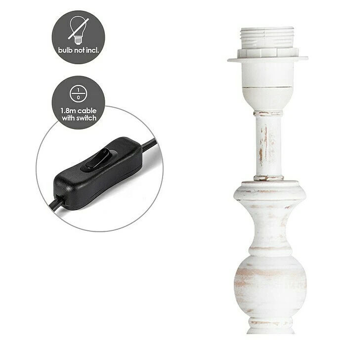 BAUHAUS Home Sweet Home Lampenfuß Step Rund 40 W, Farbe: Weiß, Höhe: 49 Cm 4 BAUHAUS Home Sweet Home Lampenfuß Step Rund 40 W, Farbe: Weiß, Höhe: 49 Cm – Bild 2