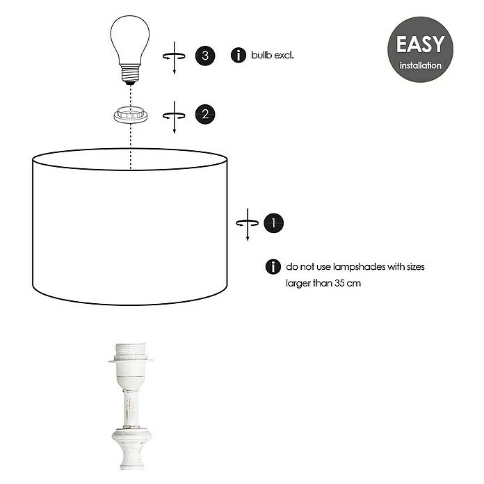 BAUHAUS Home Sweet Home Lampenfuß Step Rund 40 W, Farbe: Weiß, Höhe: 49 Cm 6 BAUHAUS Home Sweet Home Lampenfuß Step Rund 40 W, Farbe: Weiß, Höhe: 49 Cm – Bild 4