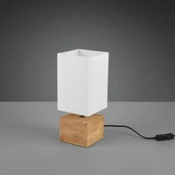 BAUHAUS Trio Leuchten Tischleuchte Woody 40 W, L X B X H: 12 X 12 X 30 Cm, Weiß/Braun, E14