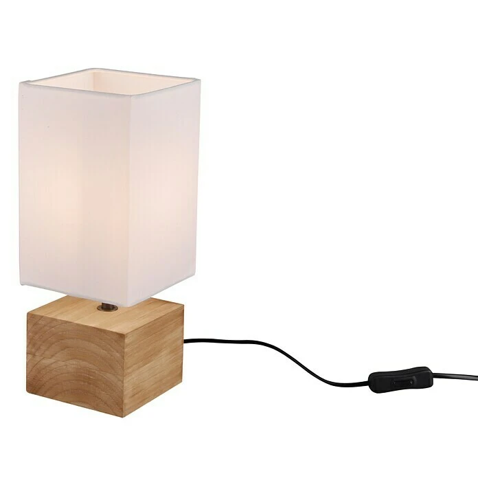 BAUHAUS Trio Leuchten Tischleuchte Woody 40 W, L X B X H: 12 X 12 X 30 Cm, Weiß/Braun, E14 4 BAUHAUS Trio Leuchten Tischleuchte Woody 40 W, L X B X H: 12 X 12 X 30 Cm, Weiß/Braun, E14 – Bild 2