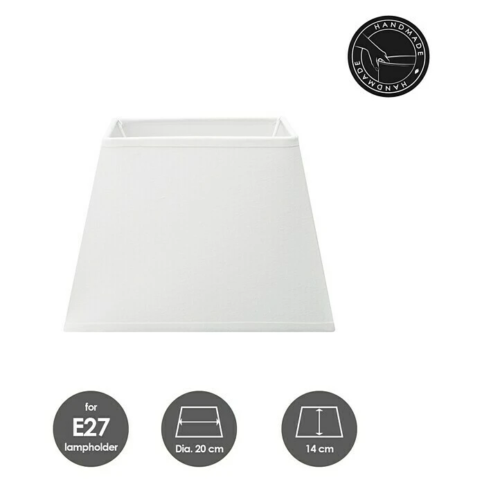 BAUHAUS Home Sweet Home Lampenschirm Largo L X B X H: 20 X 20 X 14 Cm, Pure White, Stoff, Eckig 5 BAUHAUS Home Sweet Home Lampenschirm Largo L X B X H: 20 X 20 X 14 Cm, Pure White, Stoff, Eckig – Bild 3