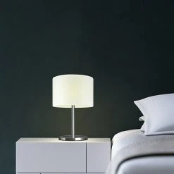 BAUHAUS Home Sweet Home Lampenschirm Canvas 30 Cm, Schneeweiß, Baumwolle, Rund