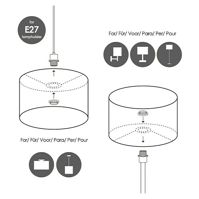 BAUHAUS Home Sweet Home Lampenschirm Canvas 30 Cm, Schneeweiß, Baumwolle, Rund 8 BAUHAUS Home Sweet Home Lampenschirm Canvas 30 Cm, Schneeweiß, Baumwolle, Rund – Bild 6