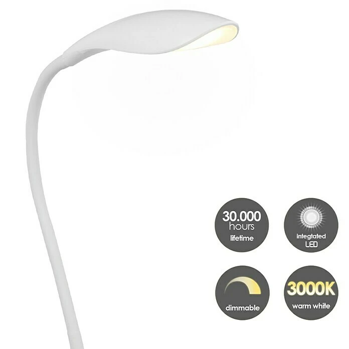 BAUHAUS LED-Tischleuchte Wing 2,5 W, L X B X H: 17 X 17 X 37,5 Cm, Weiß, Warmweiß 5 BAUHAUS LED-Tischleuchte Wing 2,5 W, L X B X H: 17 X 17 X 37,5 Cm, Weiß, Warmweiß – Bild 3