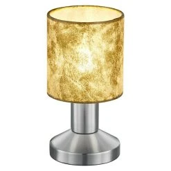 BAUHAUS Reality Leuchten Tischleuchte Rund Garda 25 W, Ø X H: 95 Mm X 18 Cm, Nickel Matt, Gold, E14