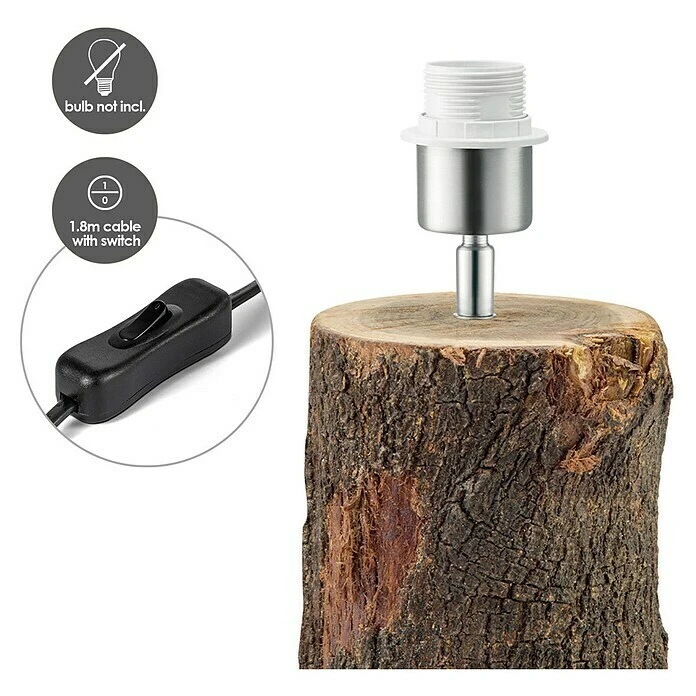 BAUHAUS Home Sweet Home Lampenfuß Treetrunk 40 W, Farbe: Braun, Höhe: 26 Cm 6 BAUHAUS Home Sweet Home Lampenfuß Treetrunk 40 W, Farbe: Braun, Höhe: 26 Cm – Bild 4