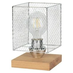 BAUHAUS Spotlight Tischleuchte Norman Wood 25 W, L X B X H: 13,5 X 13,5 X 21 Cm, Geölte Eiche, Chrom, E27 -Bauhaus Home 12 1441