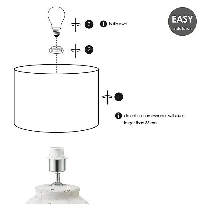 BAUHAUS Home Sweet Home Lampenfuß Luke 40 W, Farbe: Weiß, Höhe: 36 Cm 7 BAUHAUS Home Sweet Home Lampenfuß Luke 40 W, Farbe: Weiß, Höhe: 36 Cm – Bild 5