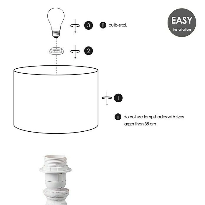 BAUHAUS Home Sweet Home Lampenfuß Femme 40 W, Farbe: Vintage Weiß, Höhe: 27 Cm 7 BAUHAUS Home Sweet Home Lampenfuß Femme 40 W, Farbe: Vintage Weiß, Höhe: 27 Cm – Bild 5