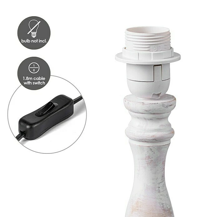 BAUHAUS Home Sweet Home Lampenfuß Femme 40 W, Farbe: Vintage Weiß, Höhe: 27 Cm 8 BAUHAUS Home Sweet Home Lampenfuß Femme 40 W, Farbe: Vintage Weiß, Höhe: 27 Cm – Bild 6