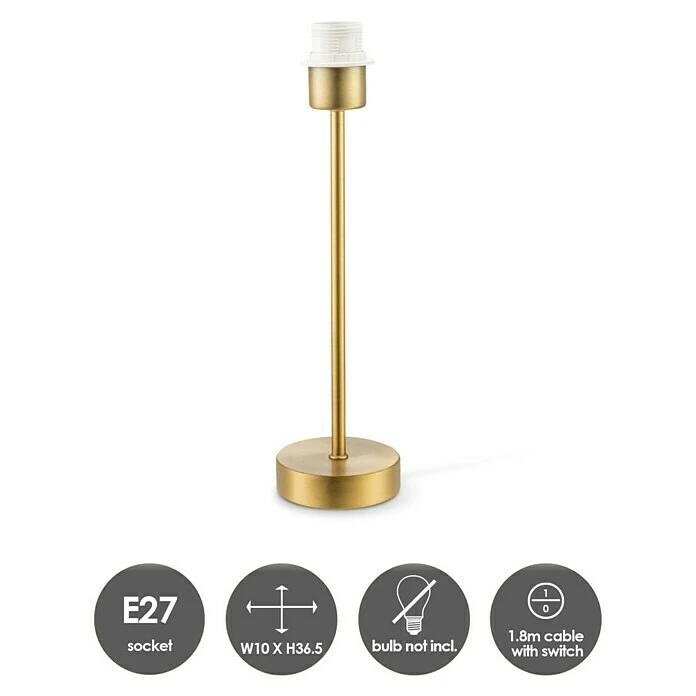 BAUHAUS Home Sweet Home Lampenfuß Single 40 W, Farbe: Messing, Höhe: 37 Cm 5 BAUHAUS Home Sweet Home Lampenfuß Single 40 W, Farbe: Messing, Höhe: 37 Cm – Bild 3