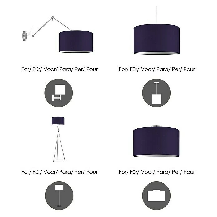 BAUHAUS Home Sweet Home Lampenschirm Bling Ø X H: 45 X 23 Cm, Petunie, Baumwolle, Rund 5 BAUHAUS Home Sweet Home Lampenschirm Bling Ø X H: 45 X 23 Cm, Petunie, Baumwolle, Rund – Bild 3