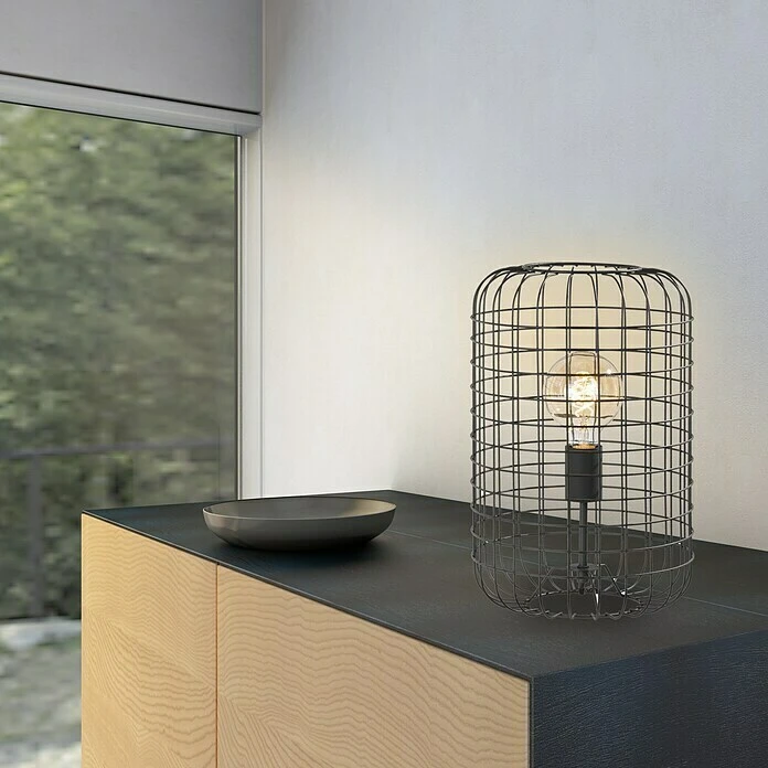 BAUHAUS Honsel Leuchten Deko-Tischleuchte Titus 60 W, L X B X H: 16 X 16 X 25 Cm, Sandschwarz/Nickel, E27 3 BAUHAUS Honsel Leuchten Deko-Tischleuchte Titus 60 W, L X B X H: 16 X 16 X 25 Cm, Sandschwarz/Nickel, E27