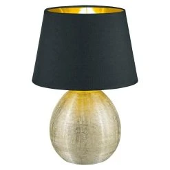 BAUHAUS Reality Leuchten Tischleuchte Rund Luxor 60 W, Ø X H: 240 Mm X 35 Cm, Gold, Schwarz, Gold, E27