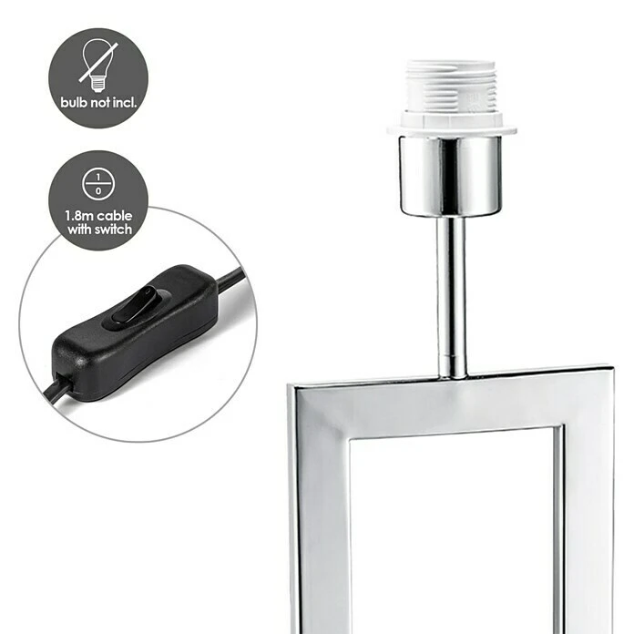 BAUHAUS Home Sweet Home Lampenfuß Jong Square 40 W, Farbe: Chrom, Höhe: 40 Cm 6 BAUHAUS Home Sweet Home Lampenfuß Jong Square 40 W, Farbe: Chrom, Höhe: 40 Cm – Bild 4