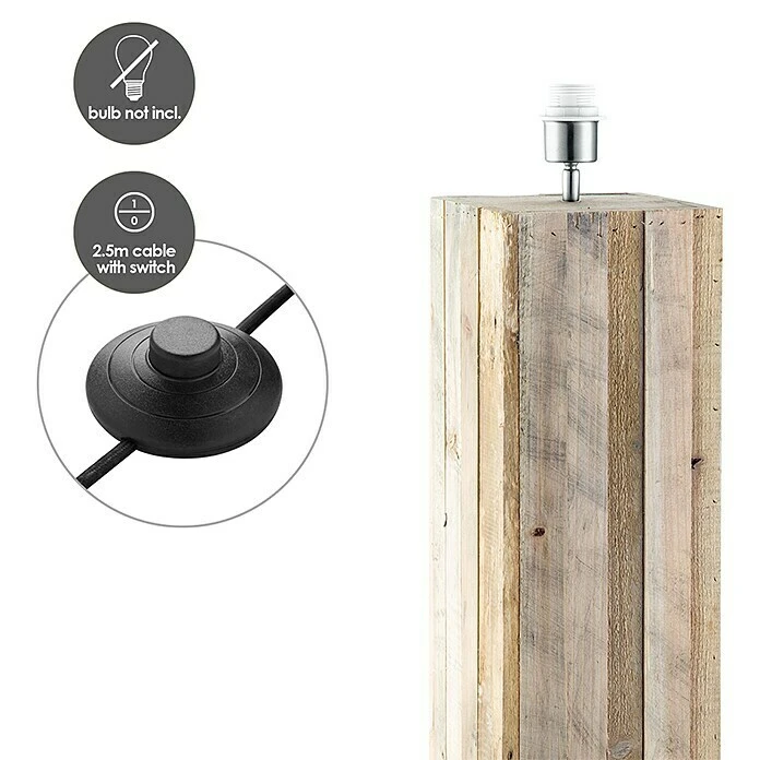 BAUHAUS Home Sweet Home Lampenfuß Luxor 60 W, Höhe: 80 Cm, Hellbraun, Holz, E27 7 BAUHAUS Home Sweet Home Lampenfuß Luxor 60 W, Höhe: 80 Cm, Hellbraun, Holz, E27 – Bild 5