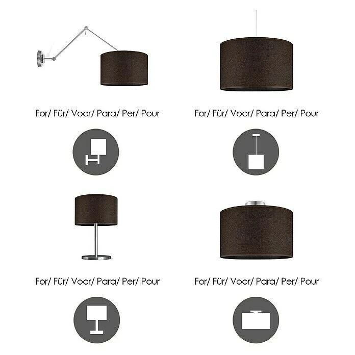 BAUHAUS Home Sweet Home Lampenschirm Canvas 35 Cm, Kastanienbraun, Baumwolle, Rund 7 BAUHAUS Home Sweet Home Lampenschirm Canvas 35 Cm, Kastanienbraun, Baumwolle, Rund – Bild 5