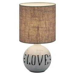 BAUHAUS Reality Leuchten Tischleuchte Rund Esna Love 40 W, Ø X H: 165 Mm X 31 Cm, Grau, E14