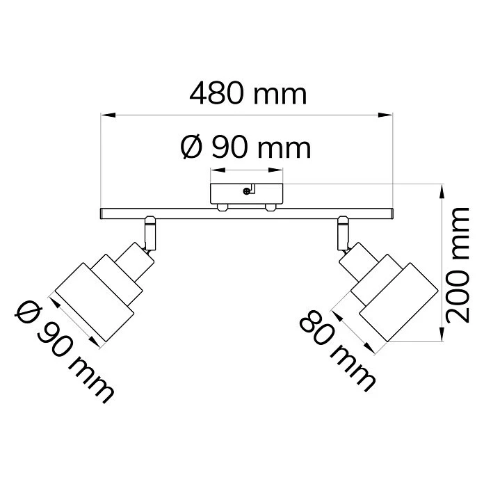 BAUHAUS WOFI Naples Deckenstrahler 56 W, L X B X H: 48 X 9 X 20 Cm, Chrom, E14, 2 Stk. 5 BAUHAUS WOFI Naples Deckenstrahler 56 W, L X B X H: 48 X 9 X 20 Cm, Chrom, E14, 2 Stk. – Bild 4