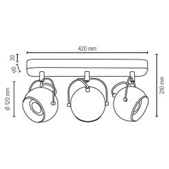 BAUHAUS Spotlight Deckenstrahler Ball Wood 5 W, L X B X H: 42 X 11 X 21 Cm, Weiß, Schwarz, GU10 -Bauhaus Home 12 2190