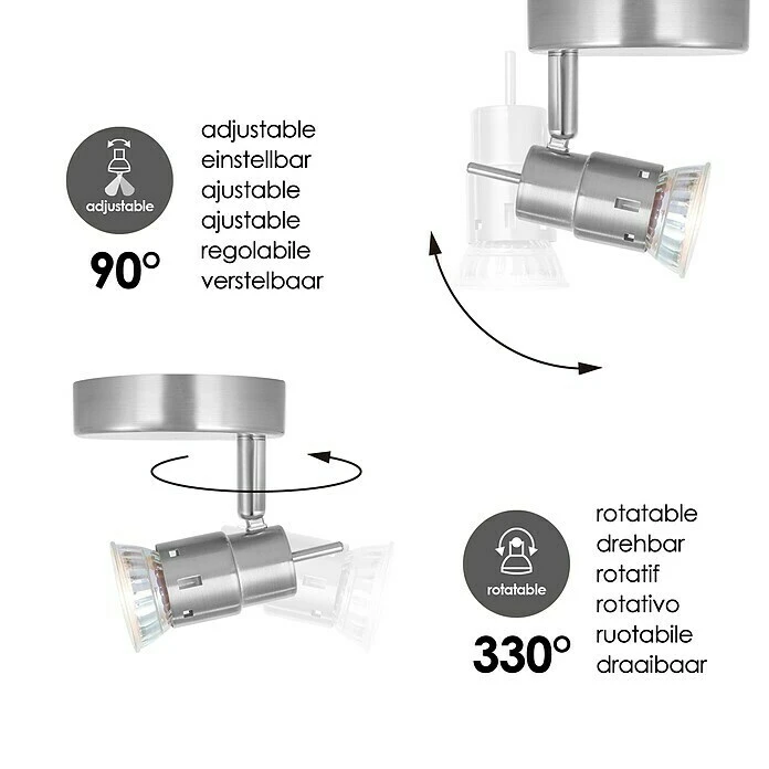 BAUHAUS Home Sweet Home LED-Deckenstrahler Cilindro 5,8 W, L X B X H: 9,5 X 32 X 15,4 Cm, Silber, Warmweiß 6 BAUHAUS Home Sweet Home LED-Deckenstrahler Cilindro 5,8 W, L X B X H: 9,5 X 32 X 15,4 Cm, Silber, Warmweiß – Bild 4