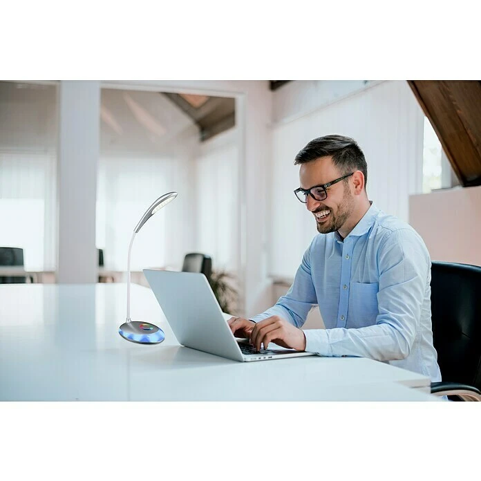 BAUHAUS Globo LED-Tischleuchte Minea 4,4 W, L X B X H: 30 X 11 X 48 Cm, Silber Metallic, Transparent, Neutralweiß 7 BAUHAUS Globo LED-Tischleuchte Minea 4,4 W, L X B X H: 30 X 11 X 48 Cm, Silber Metallic, Transparent, Neutralweiß – Bild 5