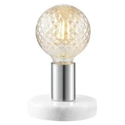 BAUHAUS Home Sweet Home Lampenfuß Sten Marble 10 W, E27, Weiß/Silber, Höhe: 9 Cm