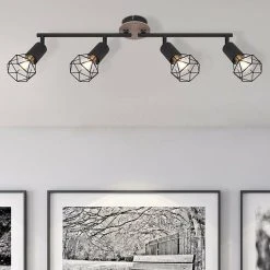 BAUHAUS Globo Xara I Deckenstrahler 40 W, L X B X H: 60 X 10 X 21,5 Cm, Schwarz, E14, 4 Stk.