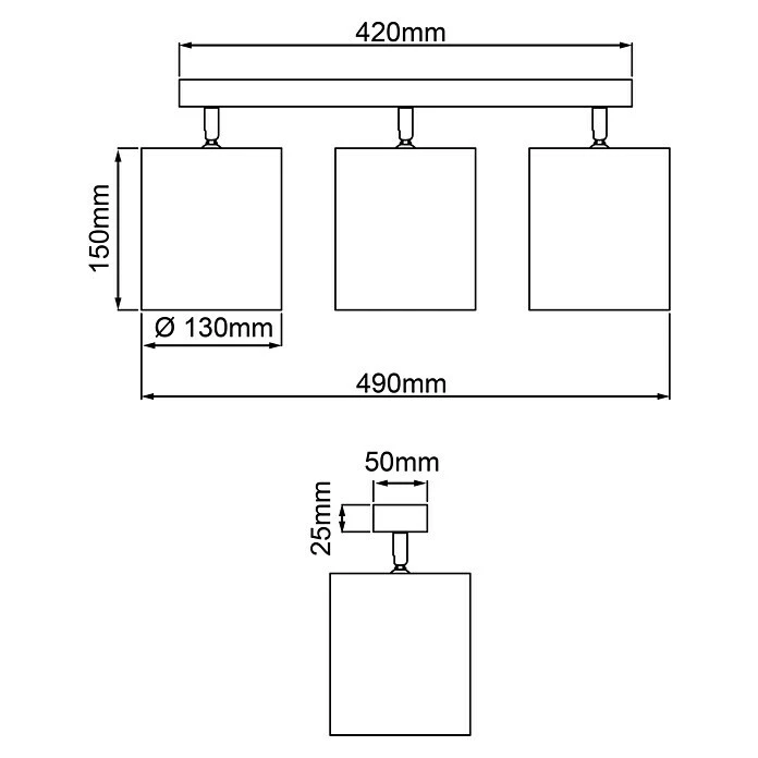 BAUHAUS Brilliant Wiley Deckenstrahler 42 W, L X B X H: 13 X 49 X 21 Cm, Schwarz, E14, 3 Stk. 8 BAUHAUS Brilliant Wiley Deckenstrahler 42 W, L X B X H: 13 X 49 X 21 Cm, Schwarz, E14, 3 Stk. – Bild 6