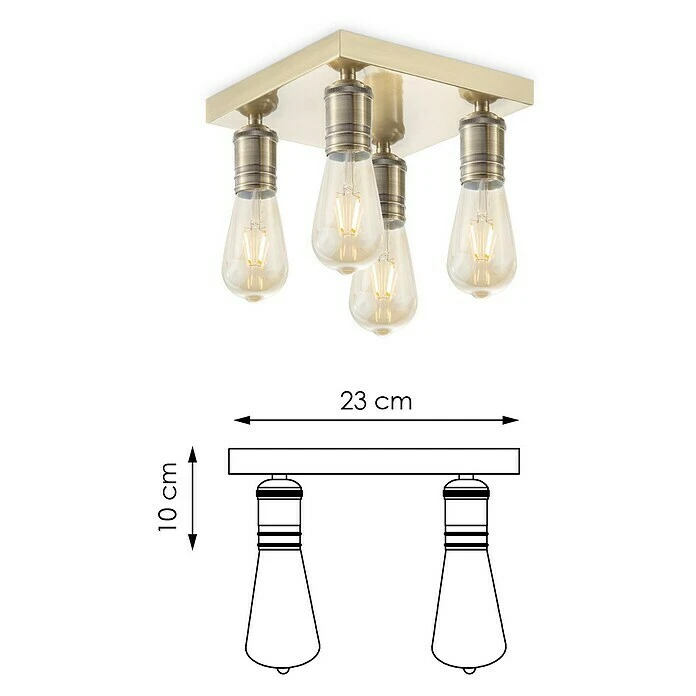 BAUHAUS Home Sweet Home LED-Deckenleuchte Nitro 4 W, L X B X H: 23 X 23 X 10,5 Cm, Bronze, Warmweiß 6 BAUHAUS Home Sweet Home LED-Deckenleuchte Nitro 4 W, L X B X H: 23 X 23 X 10,5 Cm, Bronze, Warmweiß – Bild 4