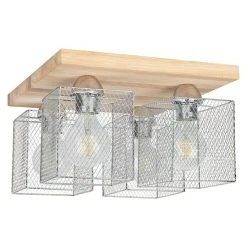 BAUHAUS Spotlight Deckenleuchte Norman Wood 25 W, L X B X H: 34 X 34 X 21 Cm, Geölt Eiche, Chrom, E27, 4 Stk. -Bauhaus Home 12 2778