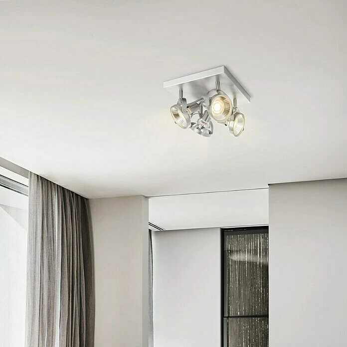 BAUHAUS Home Sweet Home LED-Deckenstrahler Yaya 5,8 W, L X B X H: 23 X 23 X 15,5 Cm, Silber, Warmweiß 4 BAUHAUS Home Sweet Home LED-Deckenstrahler Yaya 5,8 W, L X B X H: 23 X 23 X 15,5 Cm, Silber, Warmweiß – Bild 2