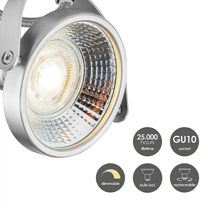 BAUHAUS Home Sweet Home LED-Deckenstrahler Yaya 5,8 W, L X B X H: 23 X 23 X 15,5 Cm, Silber, Warmweiß 5 BAUHAUS Home Sweet Home LED-Deckenstrahler Yaya 5,8 W, L X B X H: 23 X 23 X 15,5 Cm, Silber, Warmweiß – Bild 3