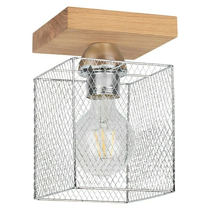 BAUHAUS Spotlight Deckenleuchte Norman Wood 25 W, L X B X H: 13,5 X 13,5 X 21 Cm, Geölt Eiche, Chrom, E27, 1 Stk. 6 BAUHAUS Spotlight Deckenleuchte Norman Wood 25 W, L X B X H: 13,5 X 13,5 X 21 Cm, Geölt Eiche, Chrom, E27, 1 Stk. – Bild 4