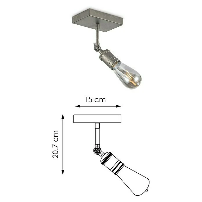 BAUHAUS Home Sweet Home LED-Deckenleuchte Spy 4 W, L X B X H: 15 X 9,5 X 20,5 Cm, Burned Metal, Warmweiß 8 BAUHAUS Home Sweet Home LED-Deckenleuchte Spy 4 W, L X B X H: 15 X 9,5 X 20,5 Cm, Burned Metal, Warmweiß – Bild 6