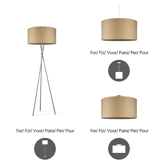 BAUHAUS Home Sweet Home Lampenschirm Canvas 50 Cm, Haselnussbraun, Baumwolle, Rund 7 BAUHAUS Home Sweet Home Lampenschirm Canvas 50 Cm, Haselnussbraun, Baumwolle, Rund – Bild 5