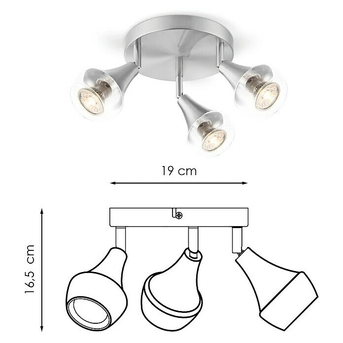 BAUHAUS Home Sweet Home LED-Deckenstrahler Rund Vaya 5,8 W, Ø X H: 20 X 19 Cm, Silber, Warmweiß 7 BAUHAUS Home Sweet Home LED-Deckenstrahler Rund Vaya 5,8 W, Ø X H: 20 X 19 Cm, Silber, Warmweiß – Bild 5