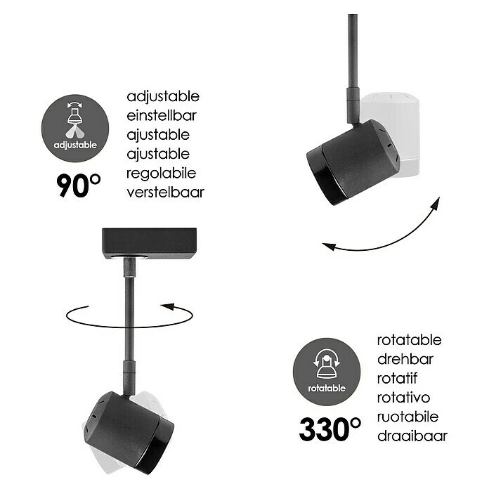 BAUHAUS Home Sweet Home LED-Wandstrahler Manu 5,8 W, L X B X H: 9,5 X 9,5 X 25 Cm, Sandschwarz, Warmweiß 6 BAUHAUS Home Sweet Home LED-Wandstrahler Manu 5,8 W, L X B X H: 9,5 X 9,5 X 25 Cm, Sandschwarz, Warmweiß – Bild 4