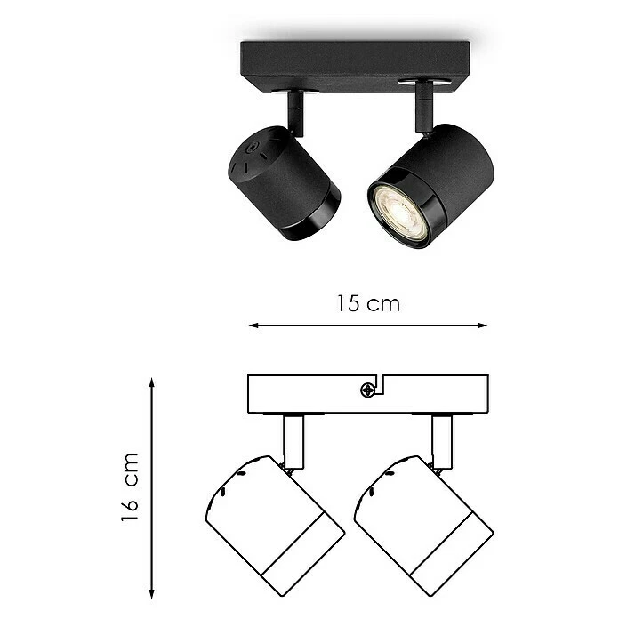 BAUHAUS Home Sweet Home LED-Wandstrahler Manu 5,8 W, L X B X H: 16 X 16 X 15 Cm, Sandschwarz, Warmweiß 7 BAUHAUS Home Sweet Home LED-Wandstrahler Manu 5,8 W, L X B X H: 16 X 16 X 15 Cm, Sandschwarz, Warmweiß – Bild 5