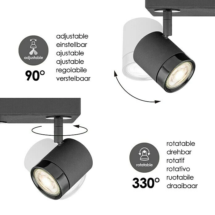 BAUHAUS Home Sweet Home LED-Wandstrahler Manu 5,8 W, L X B X H: 16 X 16 X 15 Cm, Sandschwarz, Warmweiß 8 BAUHAUS Home Sweet Home LED-Wandstrahler Manu 5,8 W, L X B X H: 16 X 16 X 15 Cm, Sandschwarz, Warmweiß – Bild 6