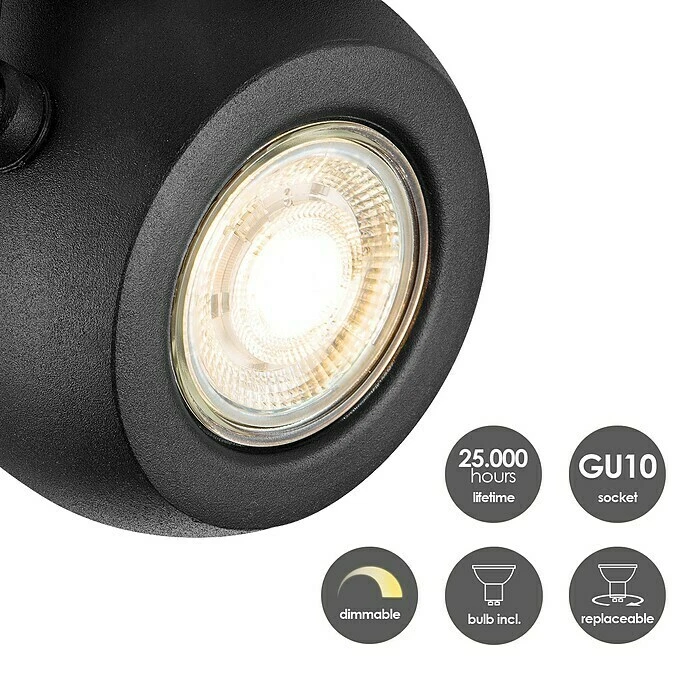 BAUHAUS Home Sweet Home LED-Deckenstrahler Nop 5,8 W, L X B X H: 9,5 X 9,5 X 14 Cm, Sandschwarz, Warmweiß 6 BAUHAUS Home Sweet Home LED-Deckenstrahler Nop 5,8 W, L X B X H: 9,5 X 9,5 X 14 Cm, Sandschwarz, Warmweiß – Bild 4