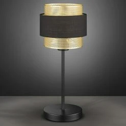 BAUHAUS WOFI Grove Tischleuchte 40 W, L X B X H: 20 X 20 X 44 Cm, Schwarz/Gold, E27