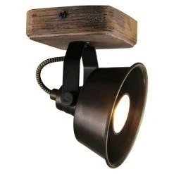 BAUHAUS Deckenstrahler 40 W, Schwarz Stahl/Holz, GU10, 1 Stk.