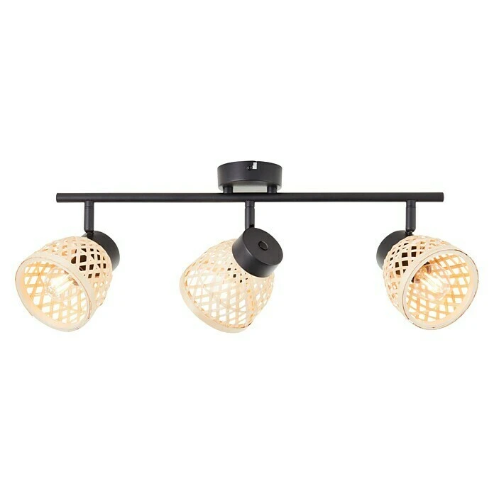 BAUHAUS Brilliant Elize Deckenstrahler 28 W, L X B X H: 10,5 X 50 X 18 Cm, Schwarz-matt/Bambus, E14, 3 Stk. 3 BAUHAUS Brilliant Elize Deckenstrahler 28 W, L X B X H: 10,5 X 50 X 18 Cm, Schwarz-matt/Bambus, E14, 3 Stk.