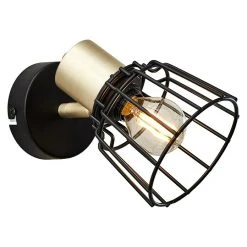 BAUHAUS Brilliant Posca Deckenstrahler 40 W, L X B X H: 14 X 10 X 14 Cm, Schwarz-matt/Messing-gebürstet, E14